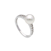18 Karat Gold - 750 Süsswasserperlen mit Zirkonia Ring - 161253